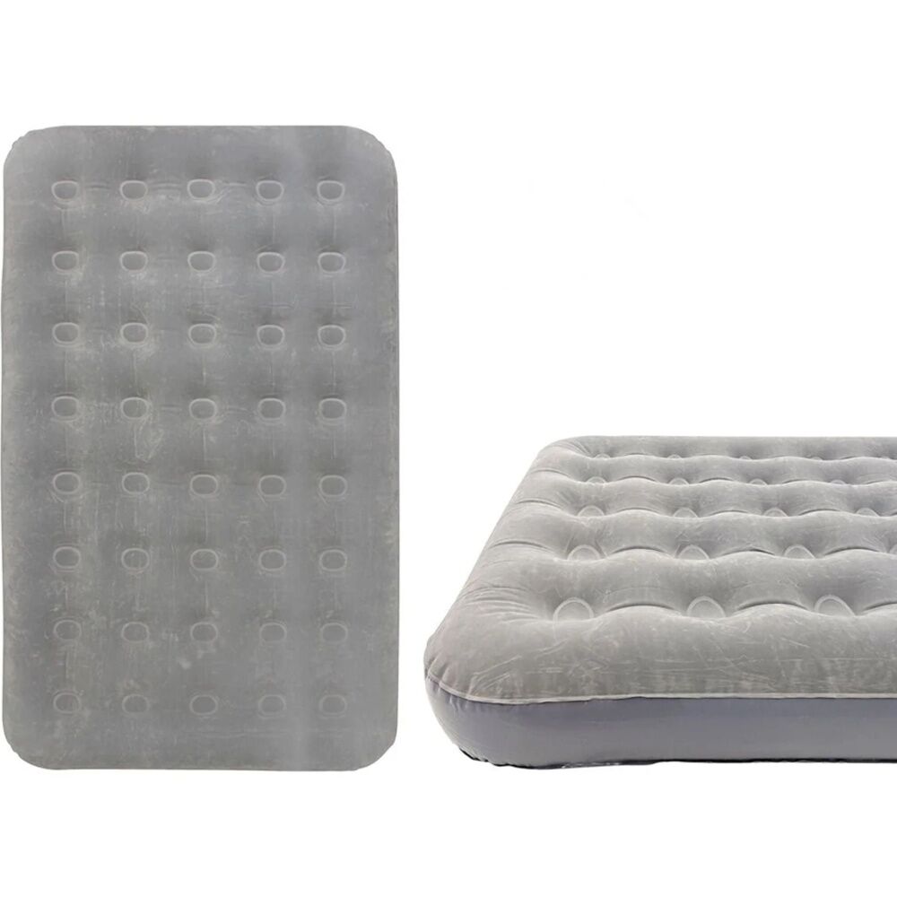 Wildtrak 191x137cm Double Coil Beam Flocked Airbed Camping Outdoor Bedding Grey — image 4
