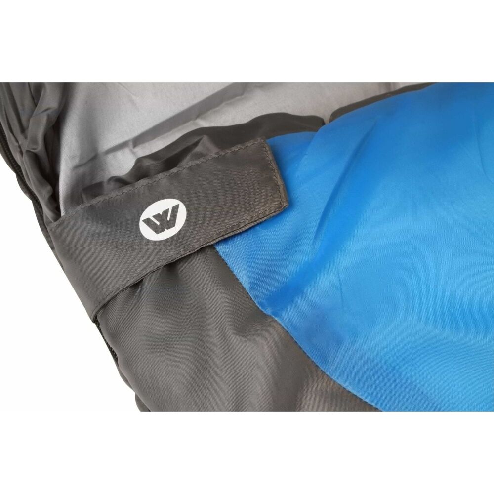 Wildtrak Forrest Junior 205x65cm Hooded Sleeping Bag Thermal Camping Blue/Grey — image 4