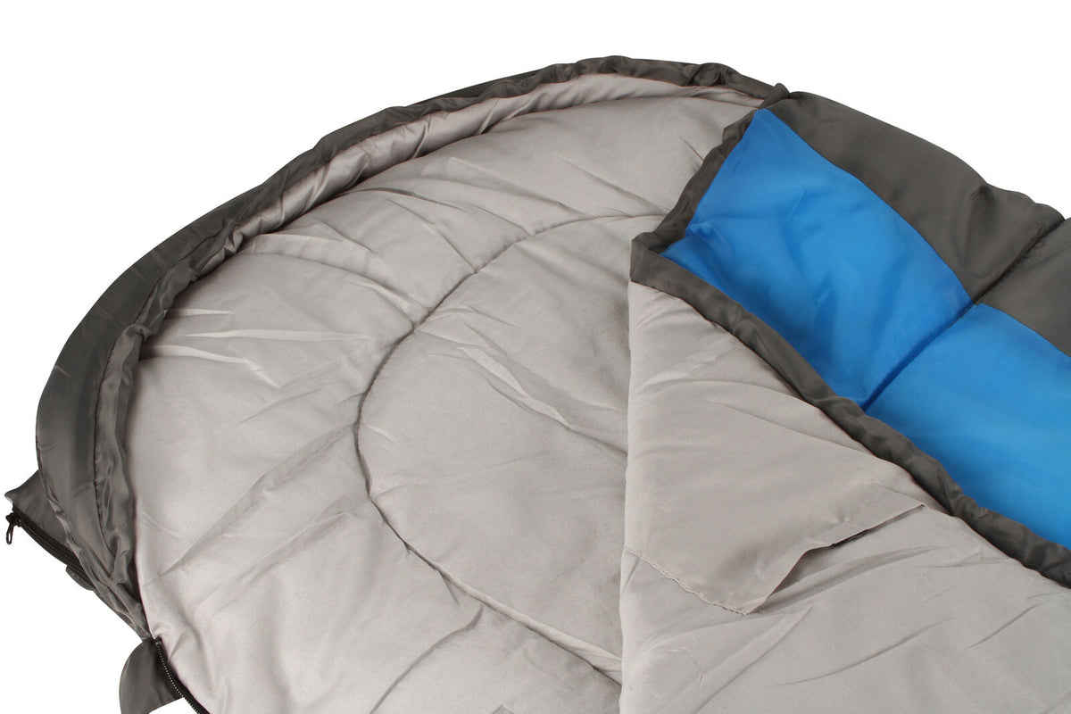 Wildtrak Forrest Junior 205x65cm Hooded Sleeping Bag Thermal Camping Blue/Grey — image 3