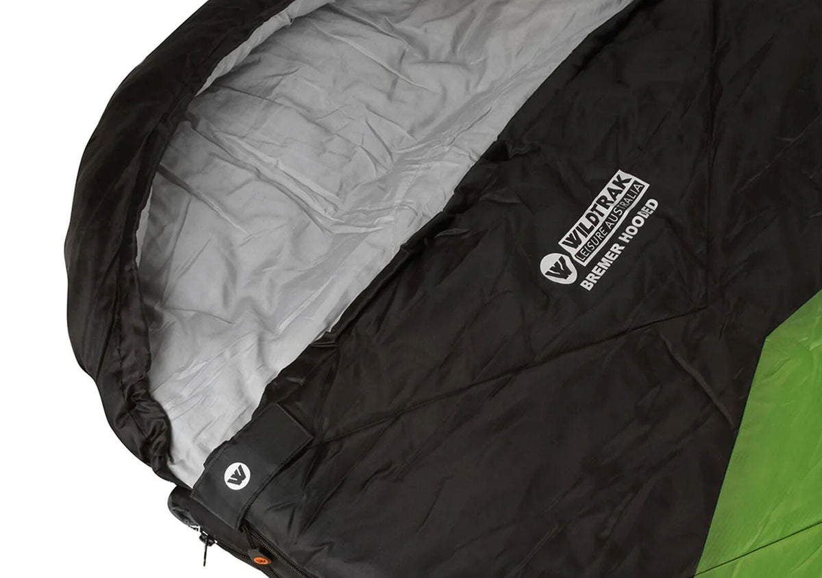 Wildtrak Bremer 170x65cm Junior Hooded Sleeping Bag Outdoor Camping Green/Black — image 3