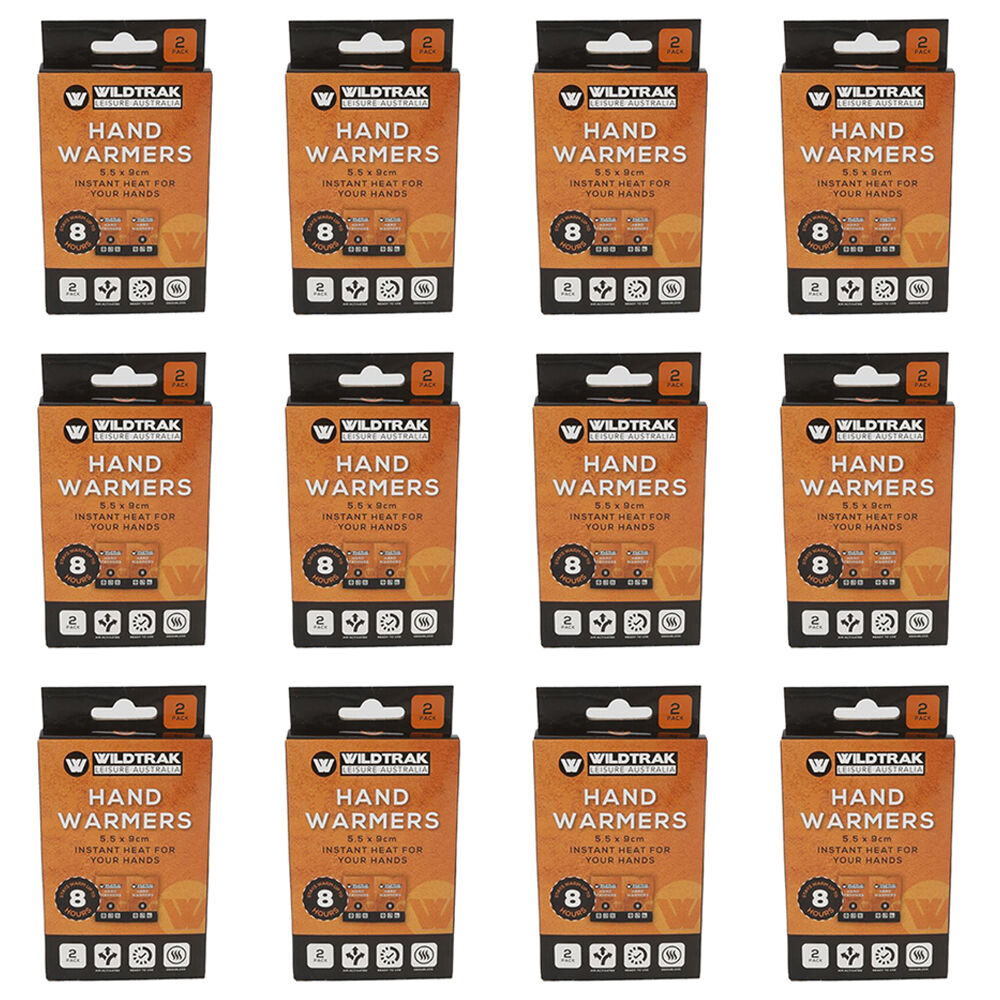 Wildtrak 2pc Wildtrak Instant Heat Hand Warmers Odourless Air Activated 5.5x9cm (12 Pack)
