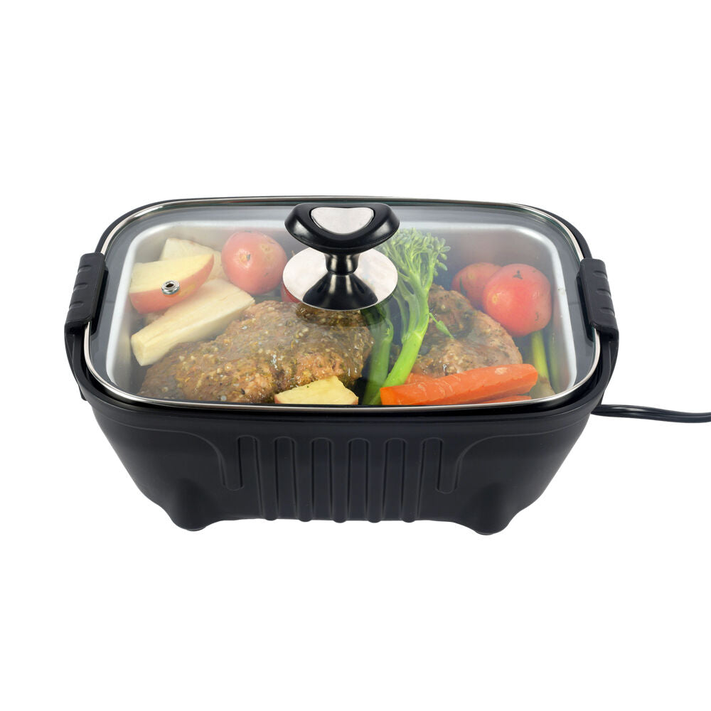 Wildtrak 2L Black 12 Volt Portable Roaster Stove With Glass Lid