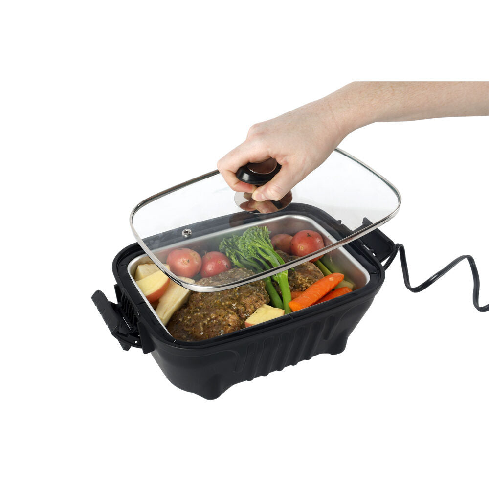 Wildtrak 2L Black 12 Volt Portable Roaster Stove With Glass Lid — image 2