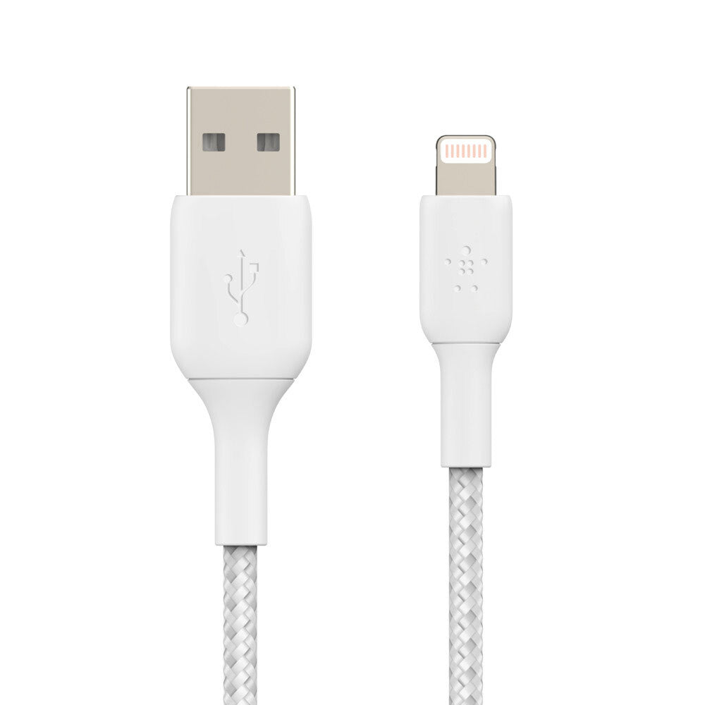 Belkin 1m Braided Lightning MFI-Certified to USB-A Cable for Apple iPhone White — image 3
