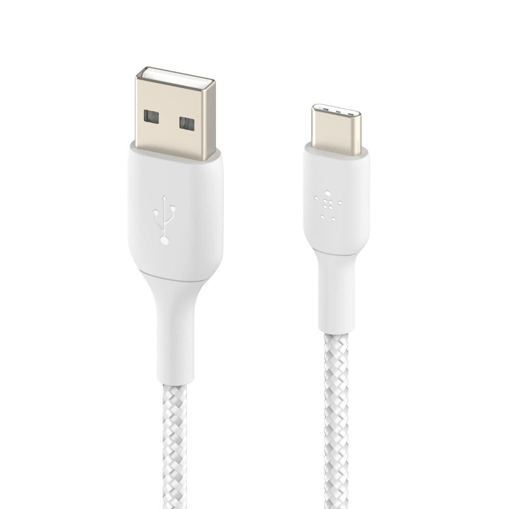 Belkin 1M Braided USB-A to USB-C Cable Data Sync Connector for Smartphones White — image 2