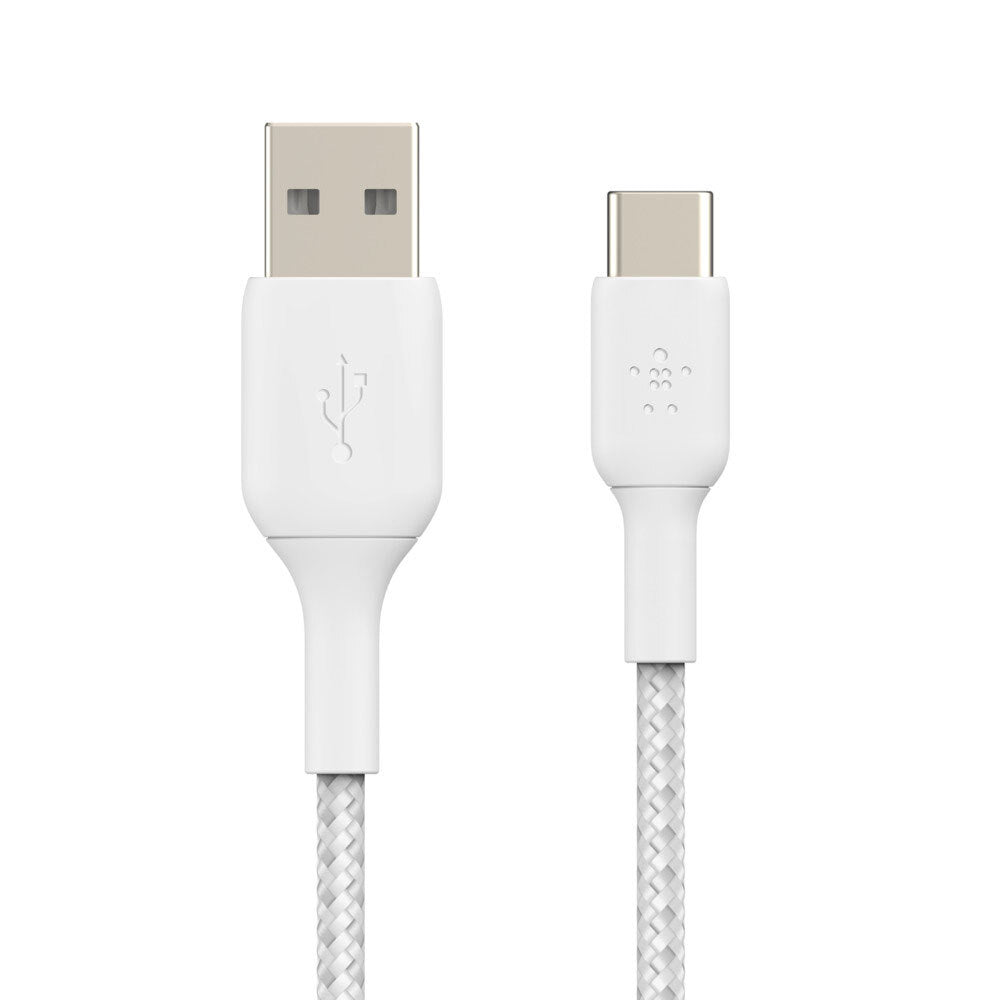 Belkin 1M Braided USB-A to USB-C Cable Data Sync Connector for Smartphones White — image 3