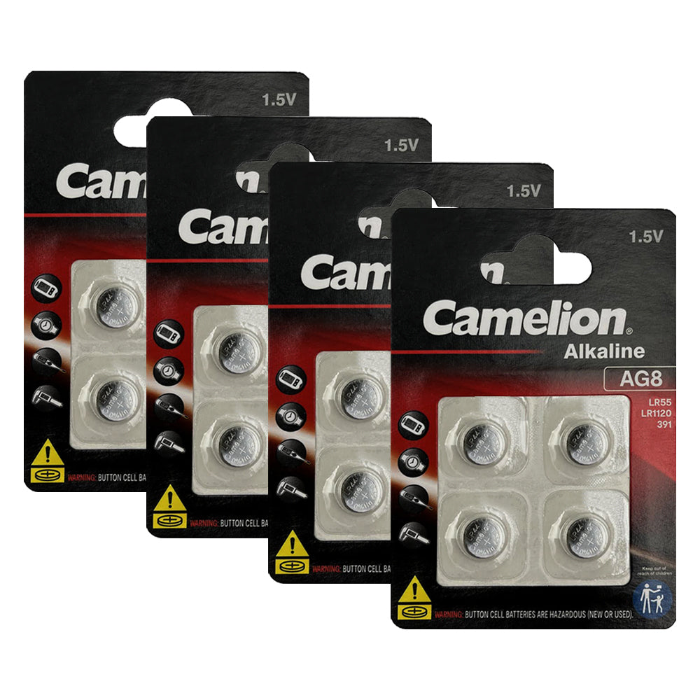 Camelion Button/Coin Cell Alkaline LR1120/AG8 CS BP4 Long Lasting Batteries (16 Pieces)