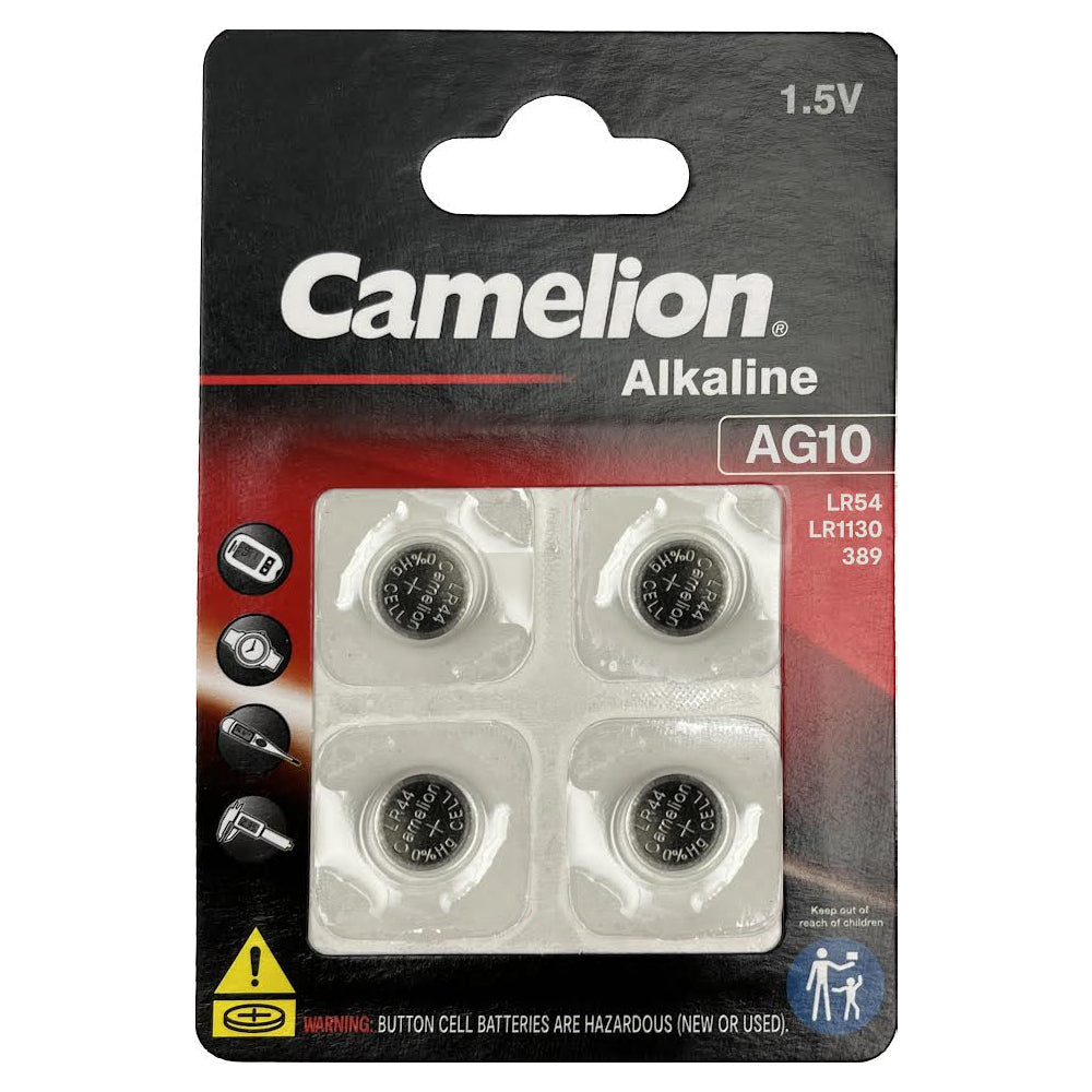 Camelion Button/Coin Cell Alkaline LR1130/AG10 CS BP4 Long Lasting Batteries (4 Pieces)