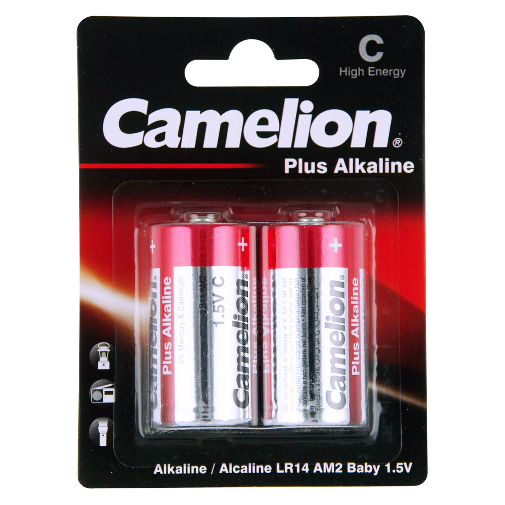 Camelion Plus Alkaline C LR14 AM2 1.5V Battery Cylindrical Power Batteries (2 Pieces)
