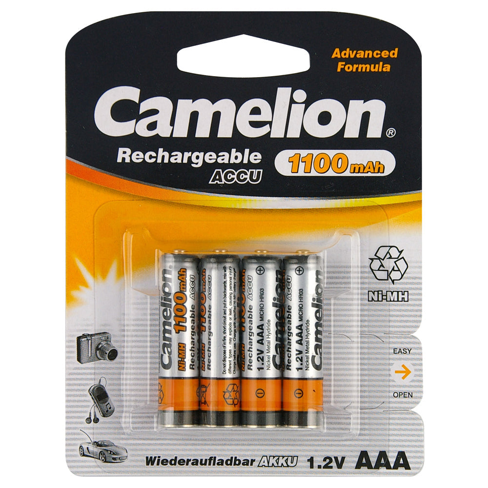 Camelion Ni-MH AAA 1.2V Battery 1100mAh Rechargeable HR03 Micro Batteries (4 Pieces)