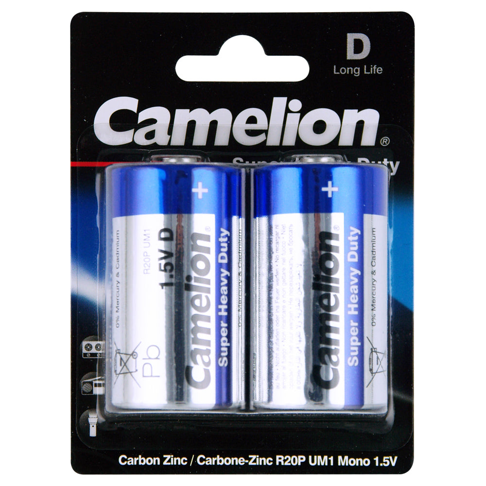 Camelion Super Heavy Duty D R20P UM1 Mono 1.5V Battery Carbon Zinc Batteries (2 Pieces) — image 2