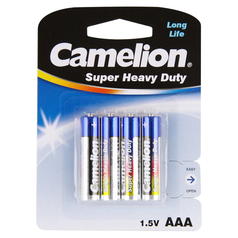 Camelion Super Heavy Duty AAA 1.5V Battery Household Lasting Power Batteries (4 Pieces)