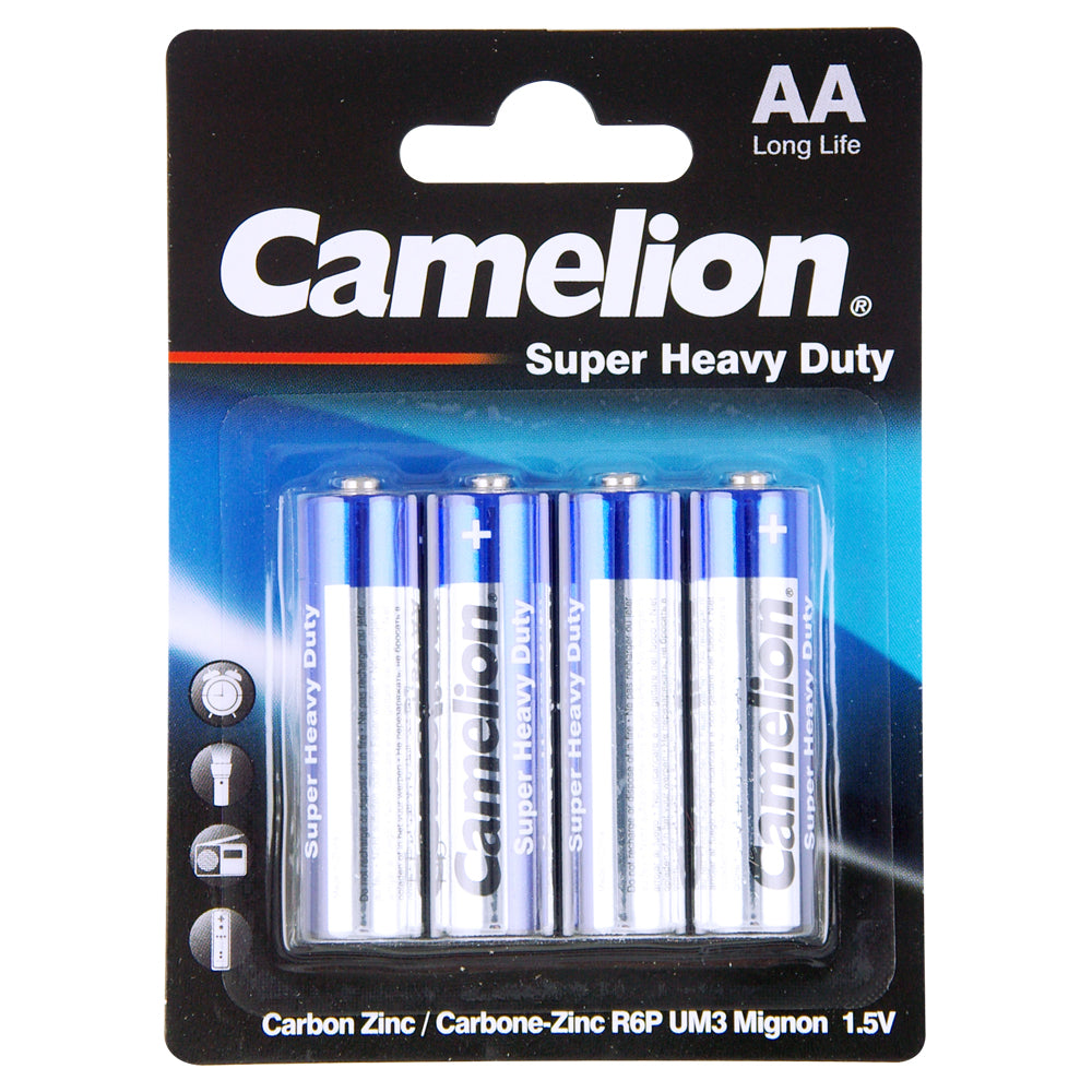 Camelion Super Heavy Duty AA 1.5V Battery Carbon Zinc R6P Power Batteries (4 Pieces)