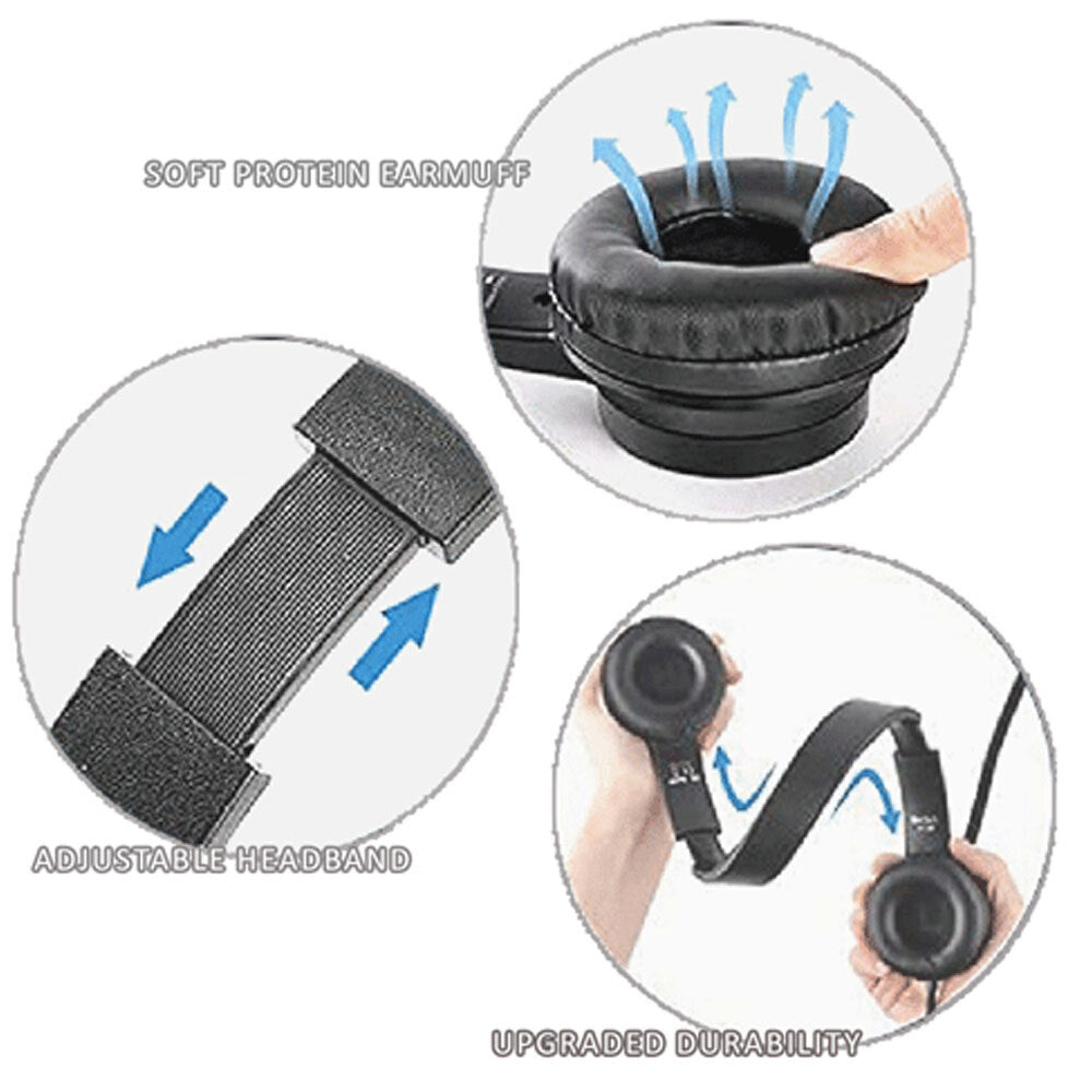 Sansai 1.8m Corded USB-A On Ear Wired Headset w/Microphone In-Line Control Black — image 2