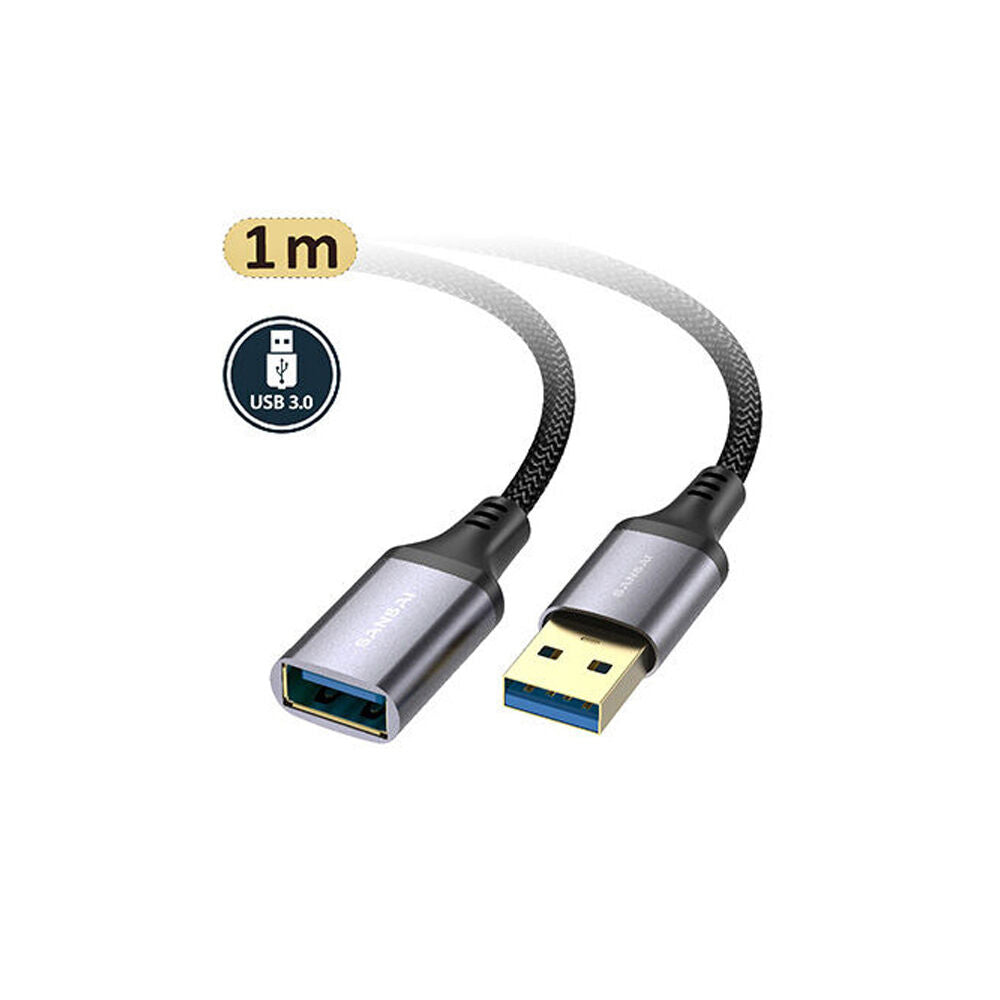 Sansai Black/Grey Heavy-Duty USB 3.0 Extension Cable USB-A Male to Female — image 2