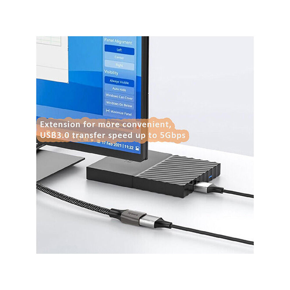 Sansai Black/Grey Heavy-Duty USB 3.0 Extension Cable USB-A Male to Female — image 3