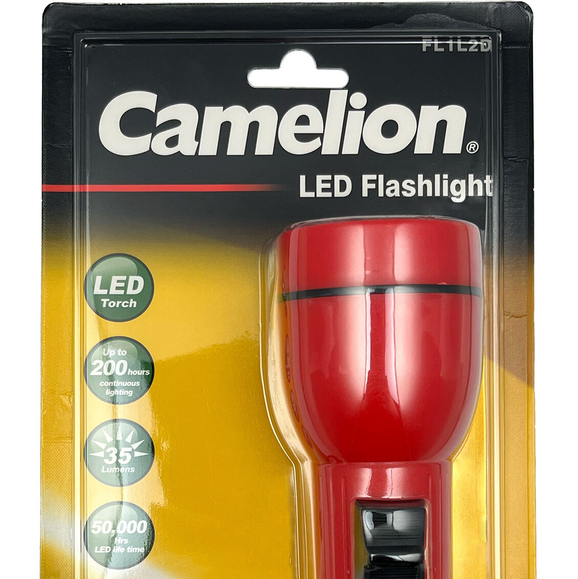 Camelion LED Torch Light 35 Lumen Camping/Outdoor Flashlight w/2x D Battery Red — image 3