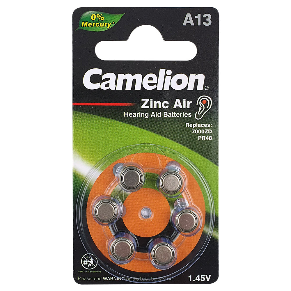 Camelion A13 Zinc Air 1.45V Battery Button Cell Batteries for Hearing Aid (6 Pieces) — image 2