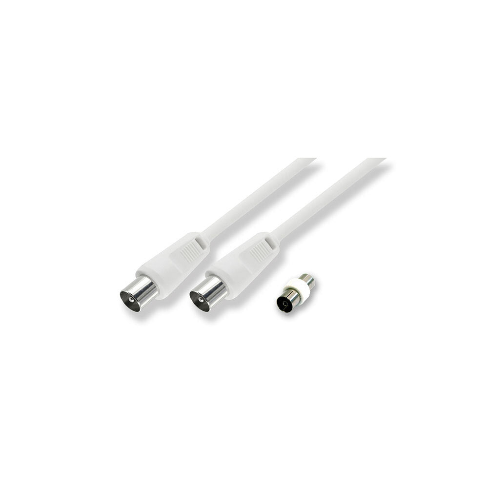 Sansai 1.5m M to Male Antenna Flylead TV Coaxial Cable w/Female Adaptor White (5 Pack) — image 2