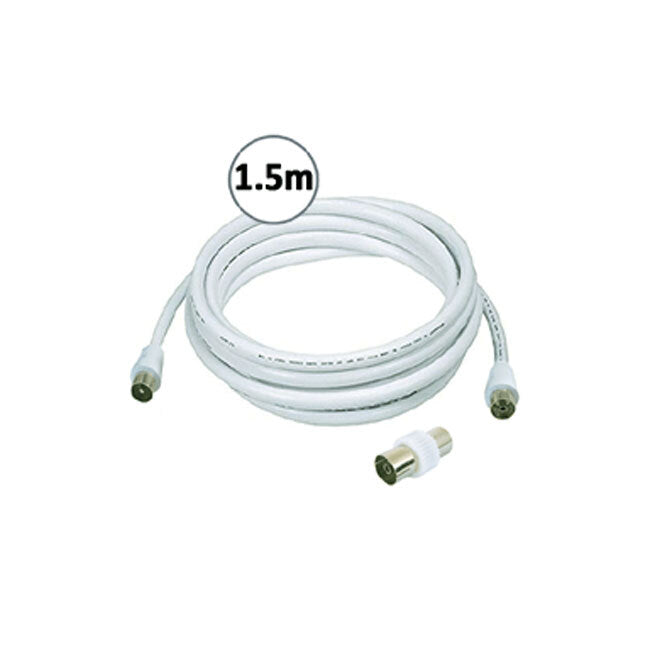 Sansai M to Male Antenna Flylead TV Coaxial Cable w Female Adaptor White — image 2