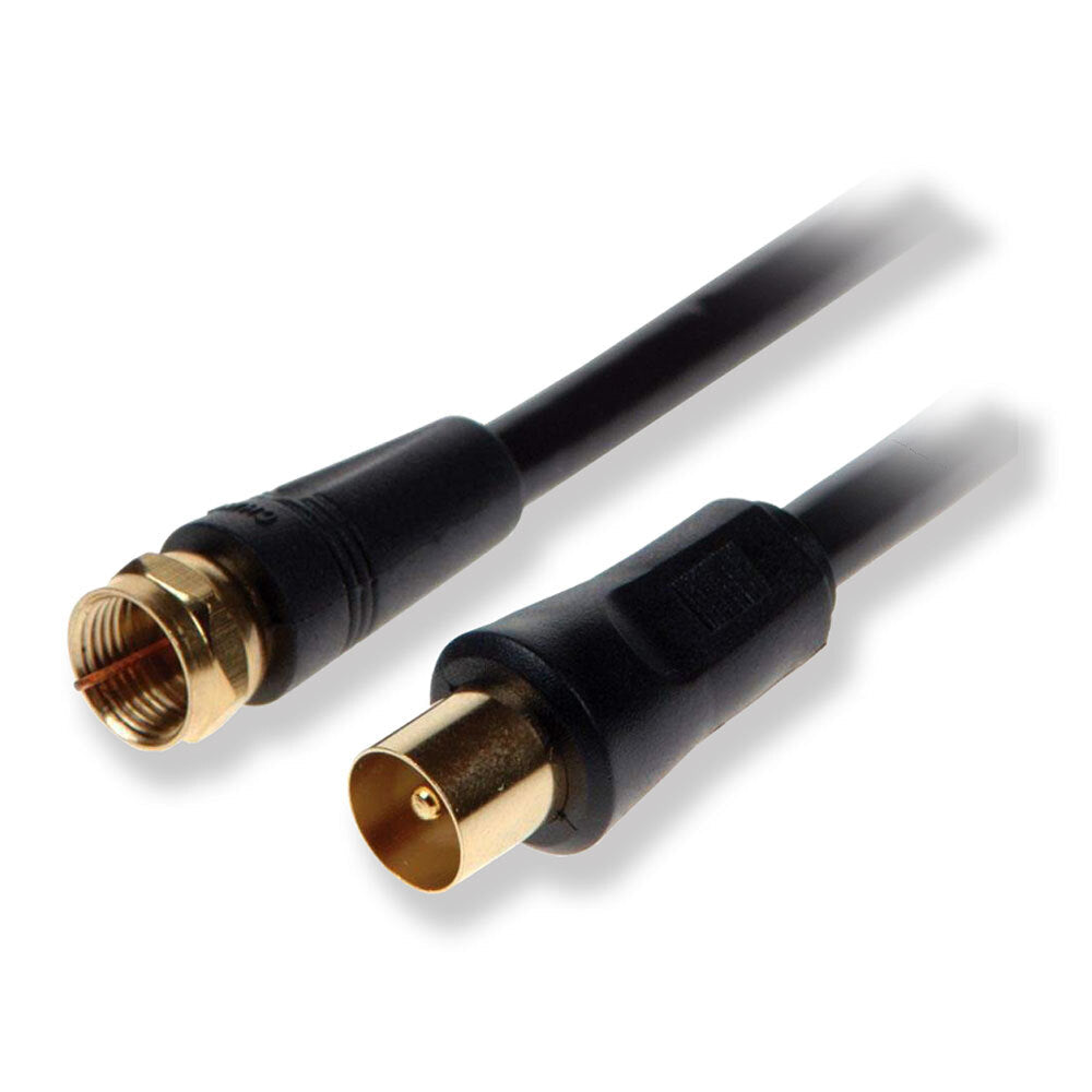 Sansai Male RF to F-Plug TV Antenna Flylead Coaxial Cable Lead Cord Black — 3m