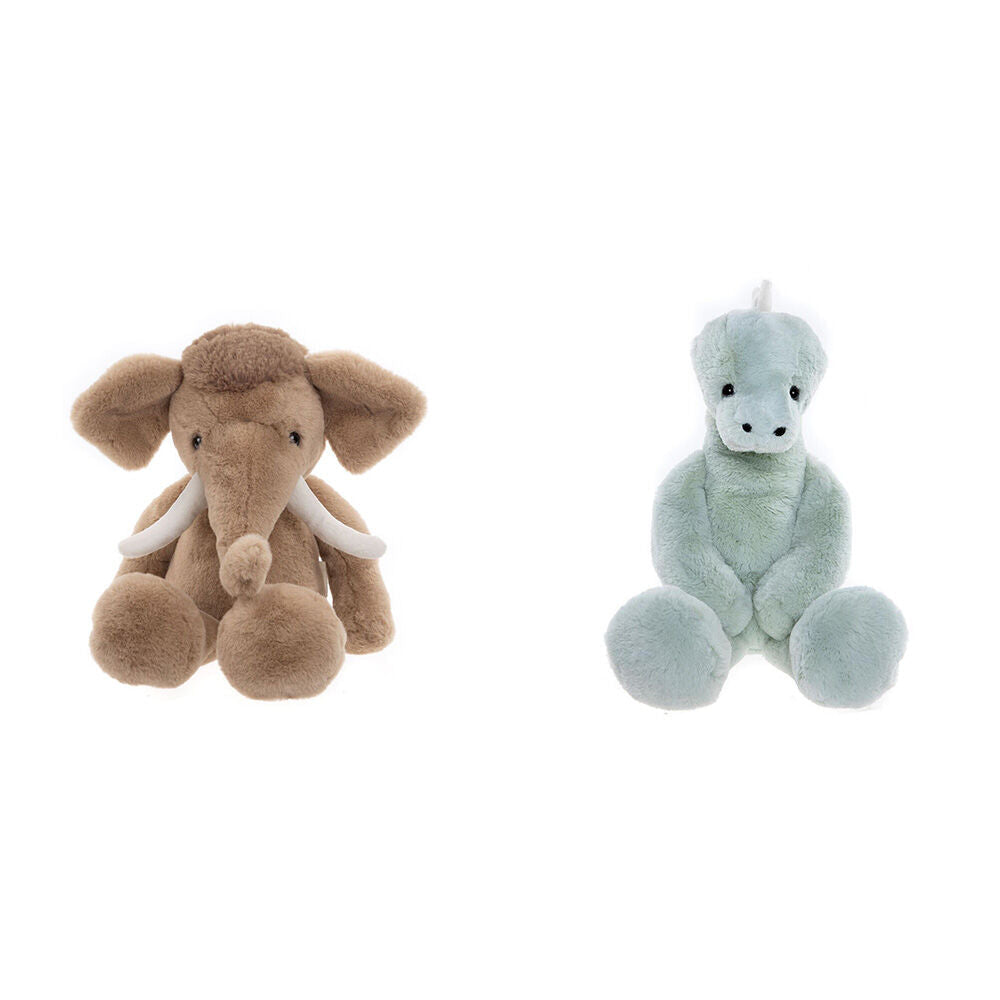 Charlie Bears Wally Mammoth Brown & Stevie Stegosaurus Green Plush Toy 0y+ (2 Pieces)