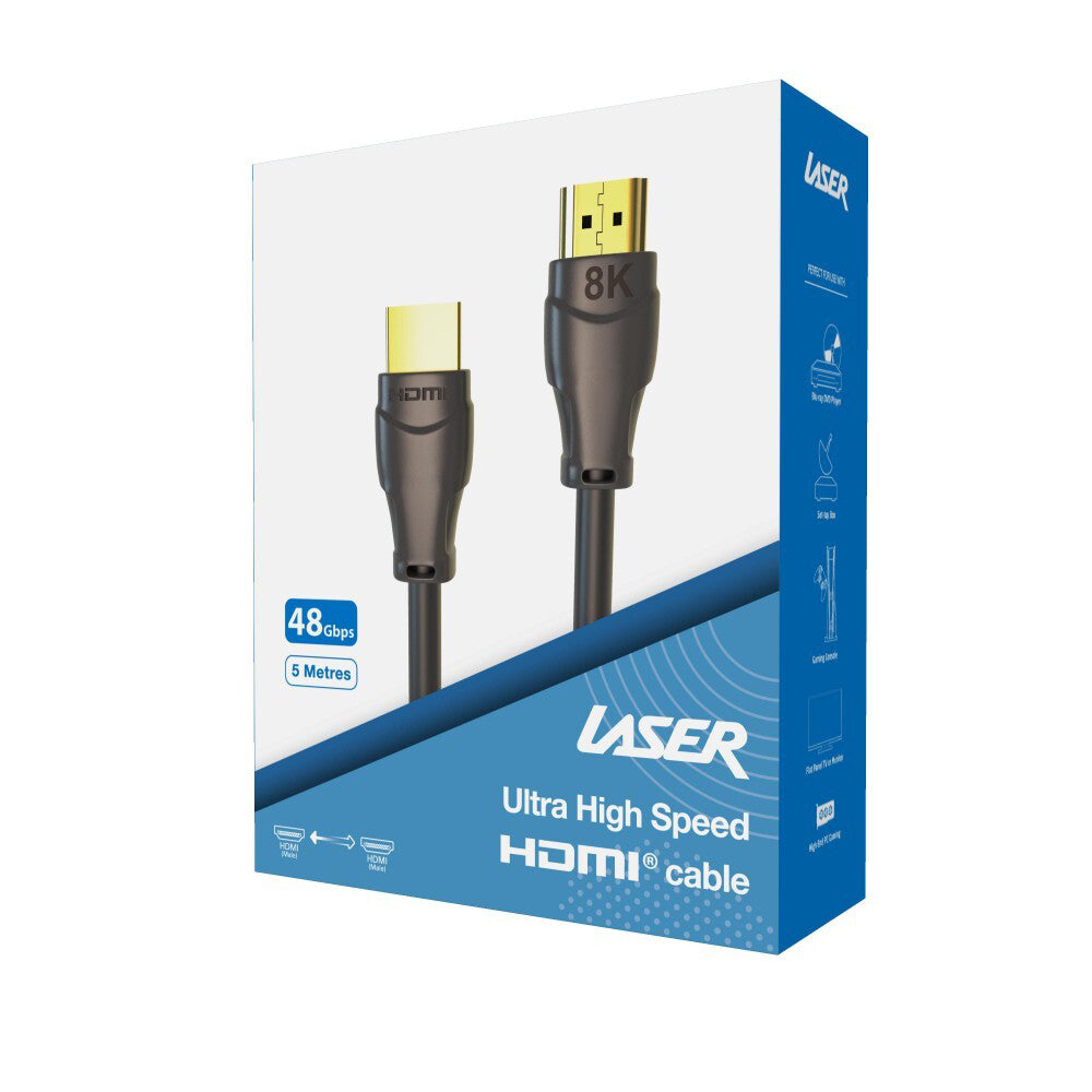 Laser HDMI 2.1 Male 8K Cable Ultra High Speed Gold-Plated Connector Cord 5m BLK — image 2