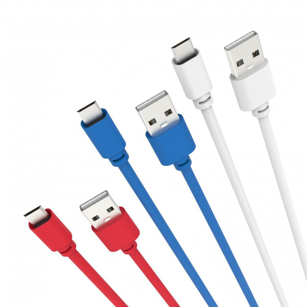 Connect Cable 3PK Connect Cable Multicolour Male Micro-USB to USB Type a Connector 2m Cable (3 Pack)