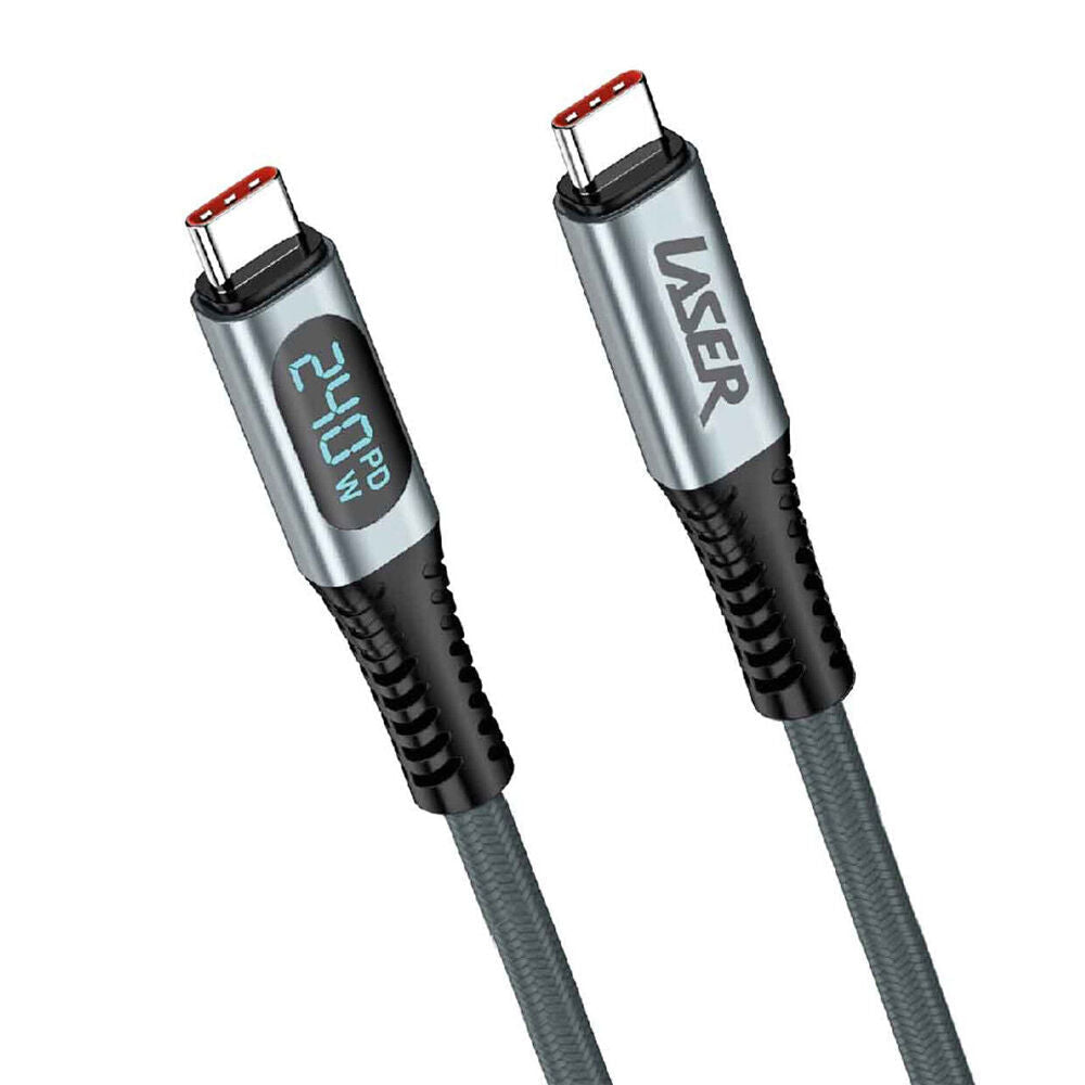 Laser 1m USB-C to C 240W Braided Charging Cable w/ LCD for Samsung/iPhone 16 (2 Pack) — image 2