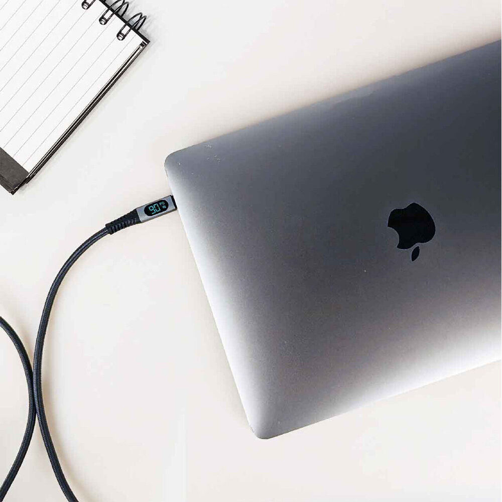 Laser 1m USB-C to C 240W Braided Charging Cable w/ LCD for Samsung/iPhone 16 (2 Pack) — image 3
