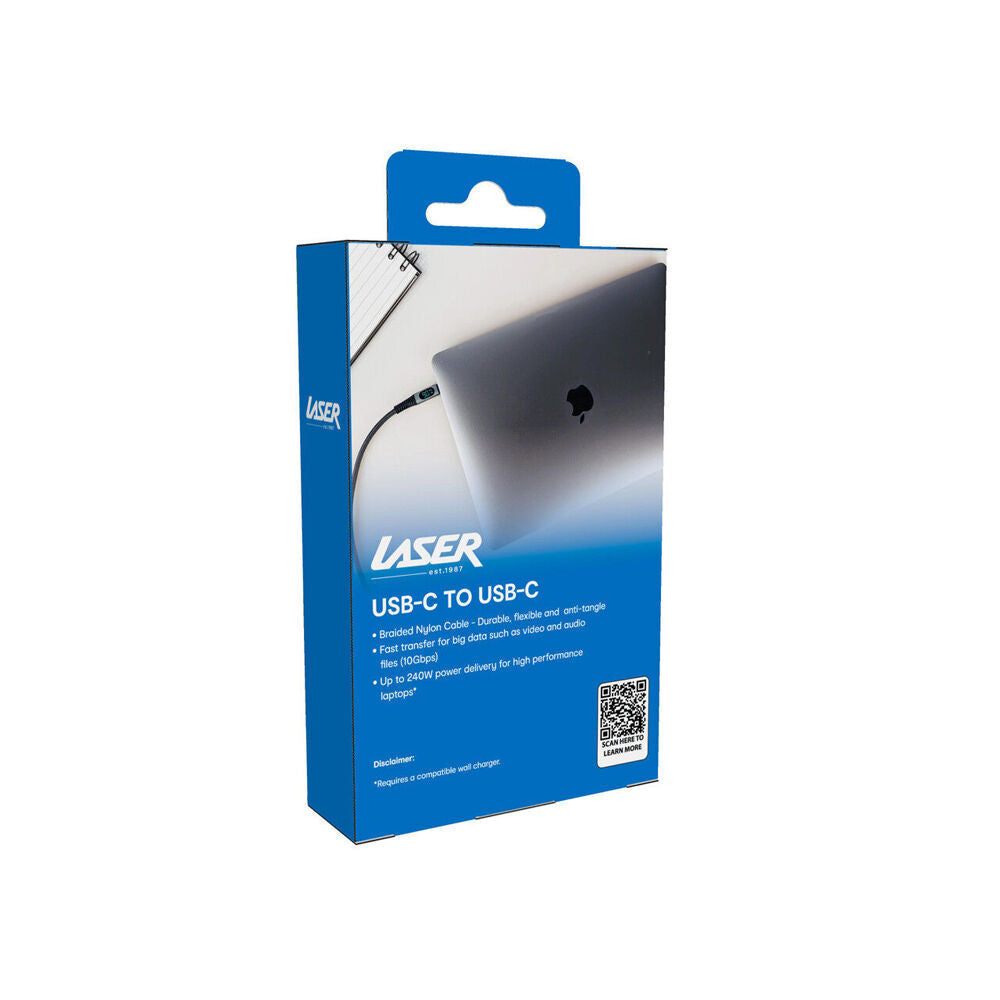 Laser 1m USB-C to C 240W Braided Charging Cable w/ LCD for Samsung/iPhone 16 (2 Pack) — image 4