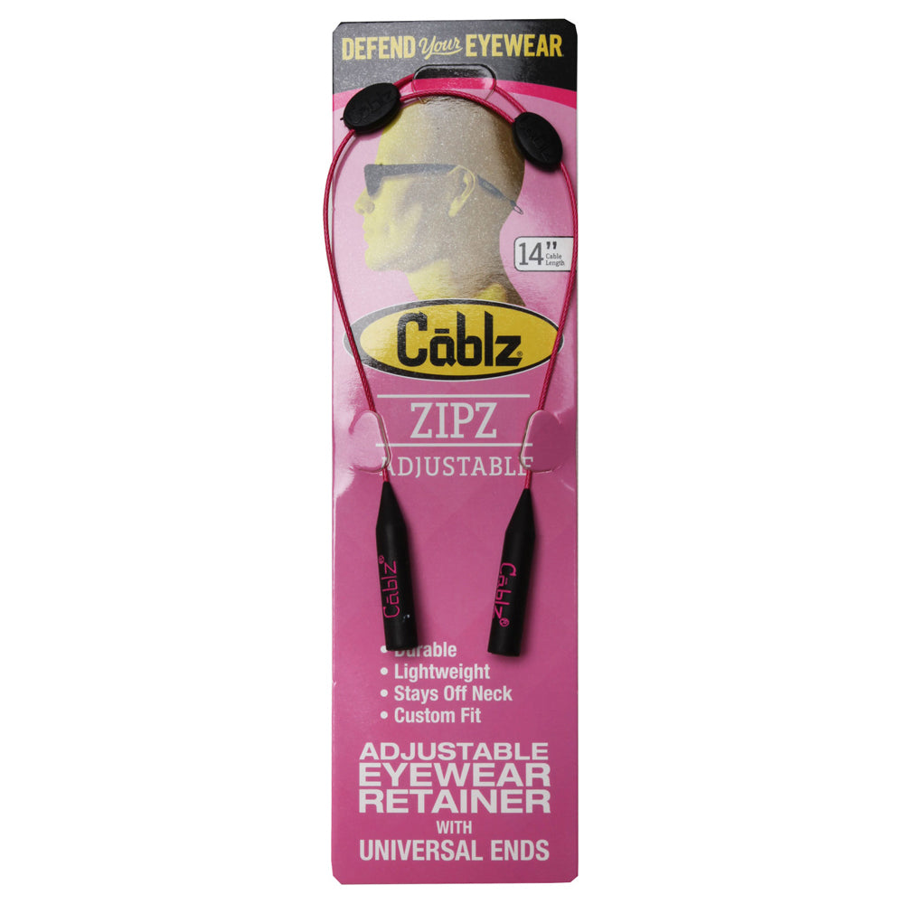 Cablz Zipz Adjustable Eyewear Lanyard Retainers/Sunglasses Cable Strap — Pink