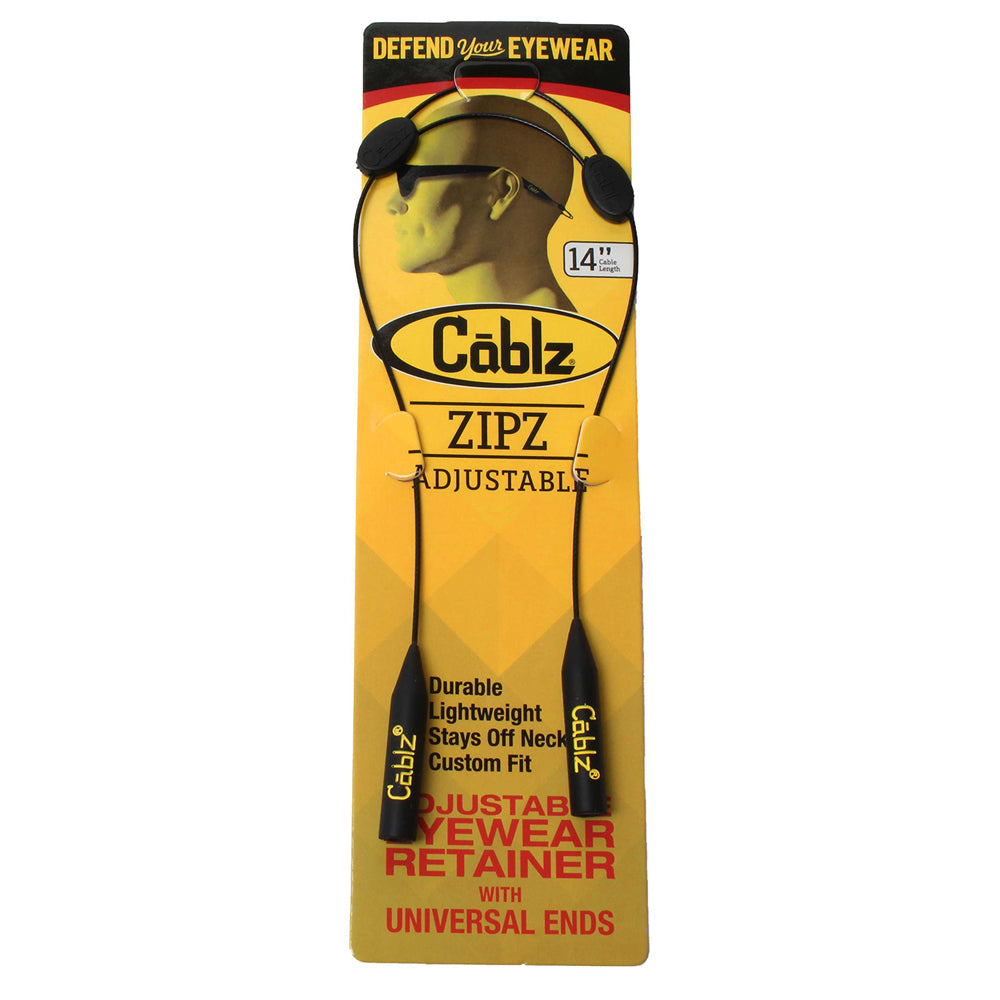 Cablz Zipz Adjustable 14'' Eyewear Lanyard Retainers/Sunglasses Cable Black