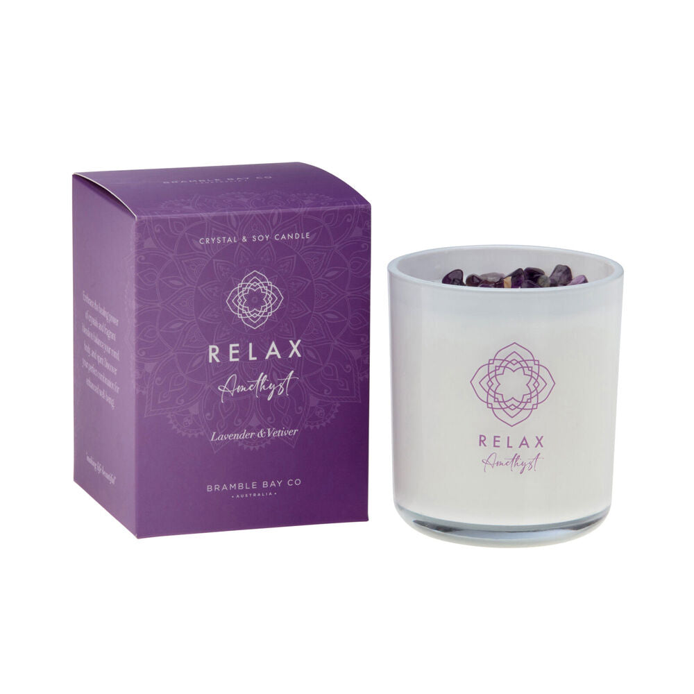 Bramble Bay 300g Crystal Boho Amethyst Relax Candle Lavender & Vetiver — image 2