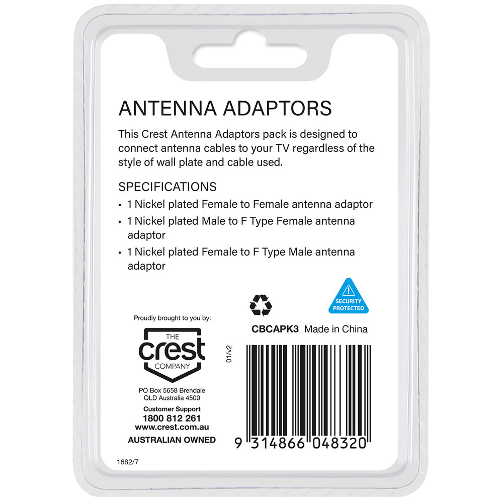 Crest 3PK Crest Nickel Plated Coaxial Antenna Male To Female Adaptor For TV Silver (2 Pack) — image 4