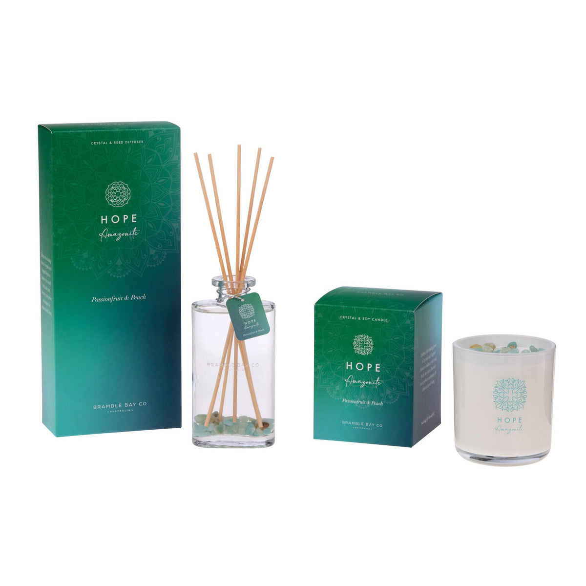 Bramble Bay Diffuser Crystal Boho Amazonite Passionfruit Peach Scented 150ml (2 Pack) — image 4