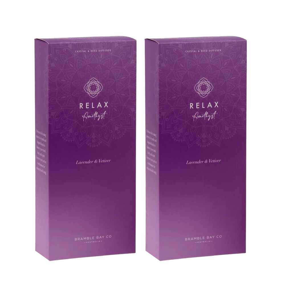 Bramble Bay Diffuser Crystal Boho Relax Amethyst Lavender & Vetiver 150ml (2 Pack)