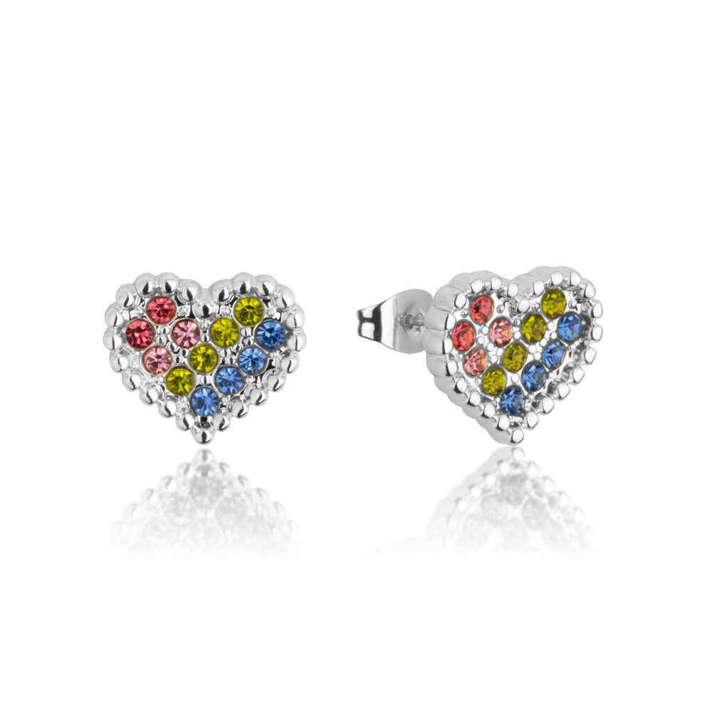 Care Bears Rainbow Heart Stud Earrings Stainless Steel — Silver