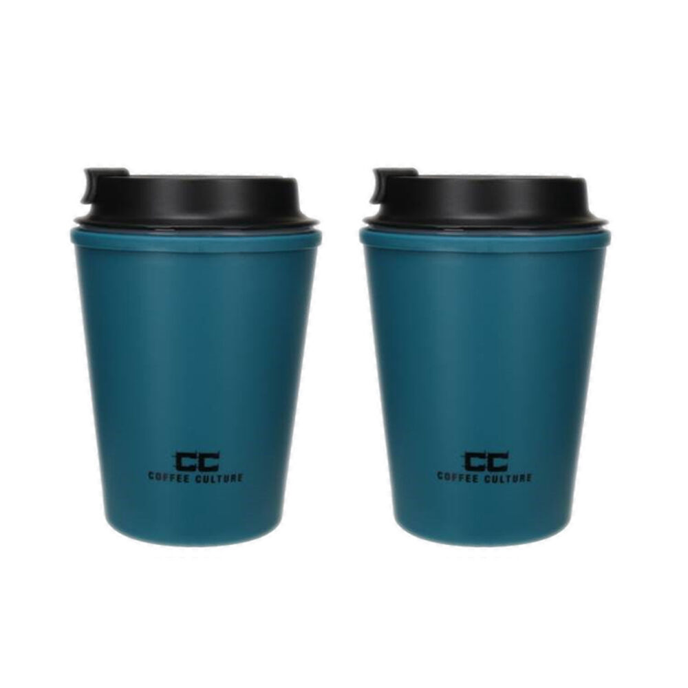Coffee Culture Eco Double Wall 350ml Reusable Travel Drink Cup Prussian Blue (2 Pack)