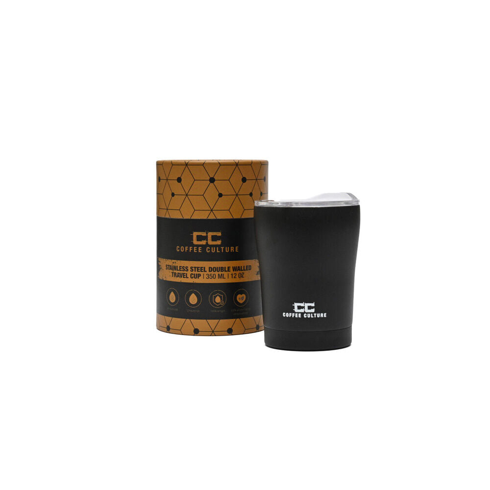 Coffee Culture Stainless Steel Double Wall 350ml Reusable Travel Cup Black (2 Pack) — image 4
