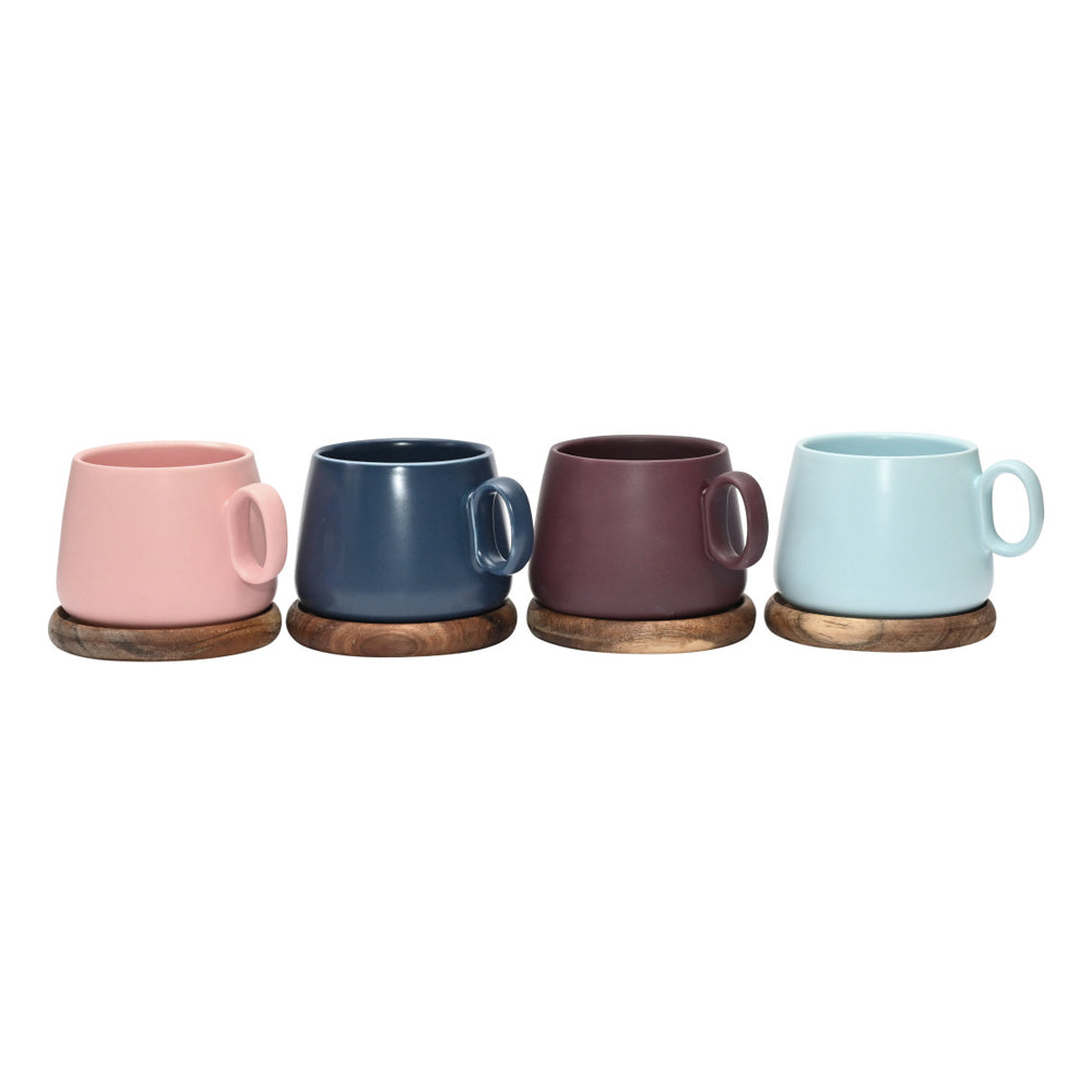 Coffee Culture 250ml Coffee & Tea Mug w/ Coasters Matte Ceramic Drink Cup (4 Pieces)