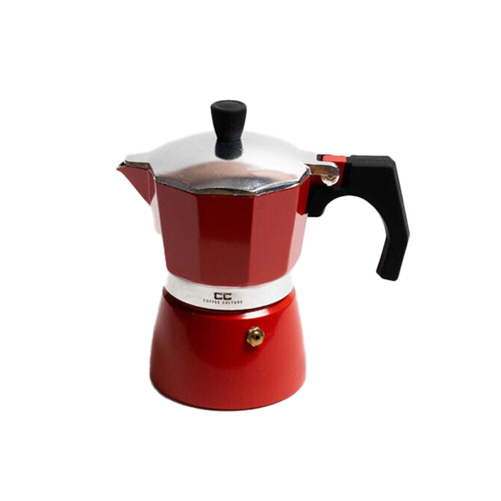 Coffee Culture Aluminium 3-Cup Espresso Stovetop Coffee Maker Brew Pot — Red