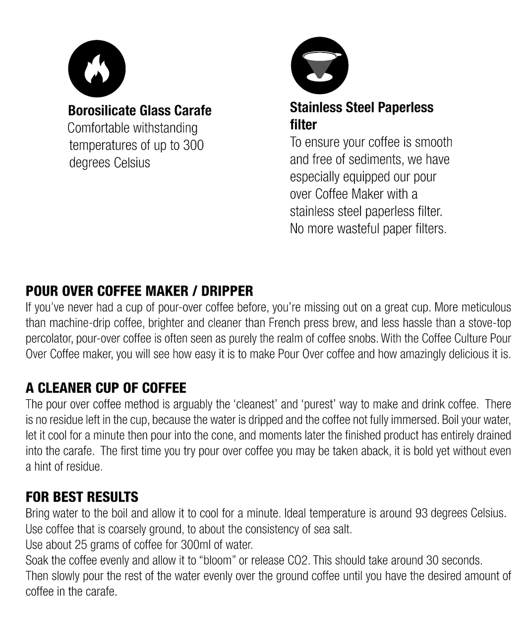Coffee Culture Pour Over 400ml Glass Coffee Maker Drip Jug w/ Filter Clear — image 6