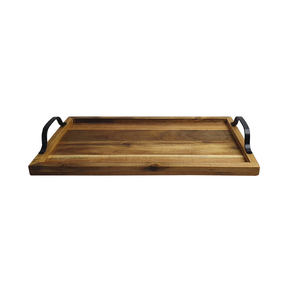 Coffee Culture Acacia Rectangle Home/Bar Beverage Serving Tray 44x24cm Brown