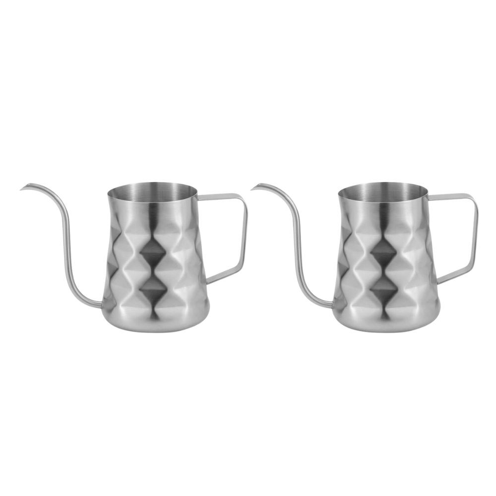 Coffee Culture Stainless Steel Diamond Embossed 600ml Goose Neck Jug Silver (2 Pack)