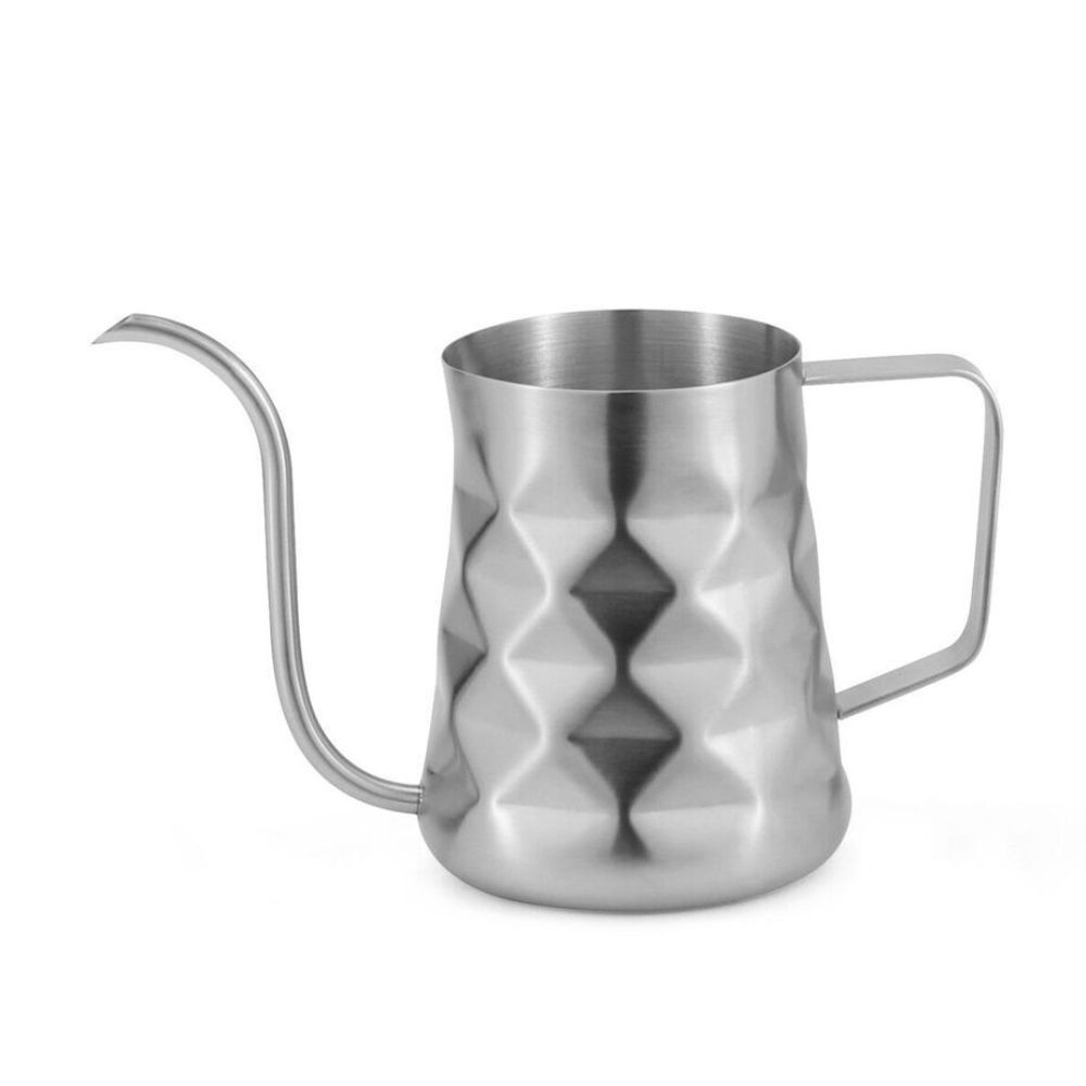 Coffee Culture Stainless Steel Diamond Embossed 600ml Goose Neck Jug Silver (2 Pack) — image 2