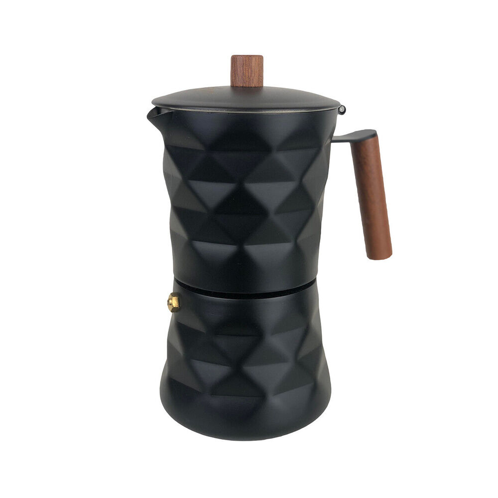 Coffee Culture Diamond Stainless Steel Espresso Brewing Moka Pot Matte — Black