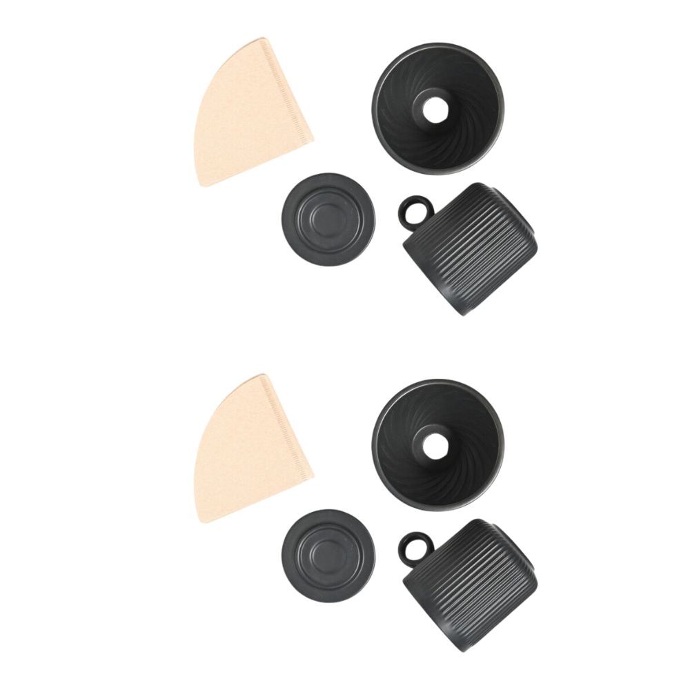 Coffee Culture 320ml Ceramic Coffee Pour Over Mug/Dripper w/ Filter Set Blk (2 Pack)