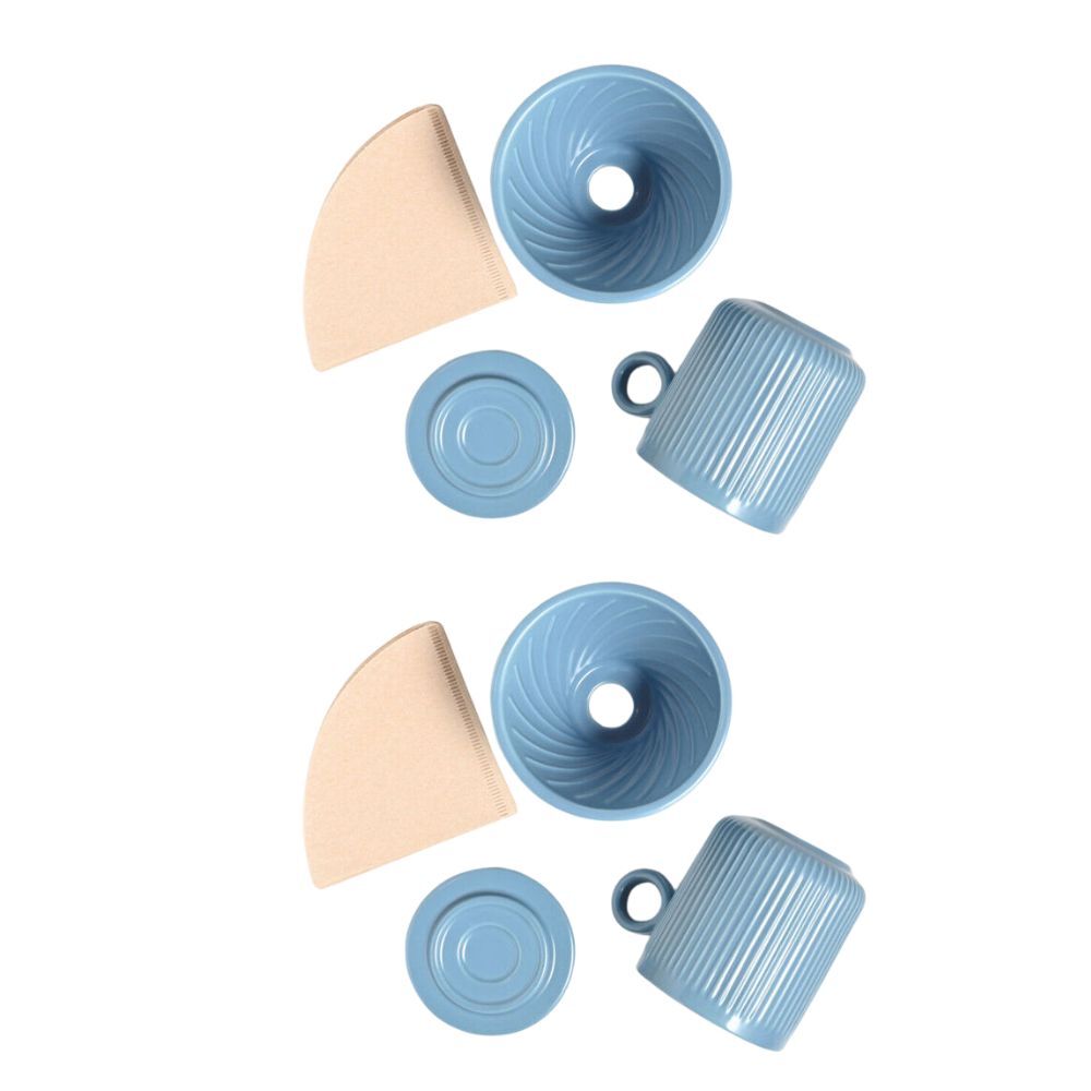 Coffee Culture 320ml Ceramic Coffee Pour Over Mug/Dripper w/ Filter Set Blue (2 Pack)
