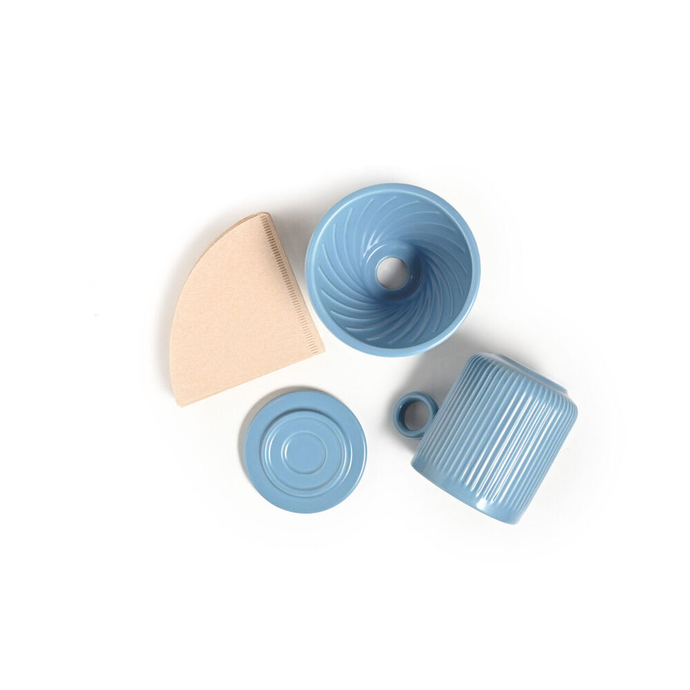 Coffee Culture 320ml Ceramic Coffee Pour Over Mug/Dripper w/ Filter Set Blue